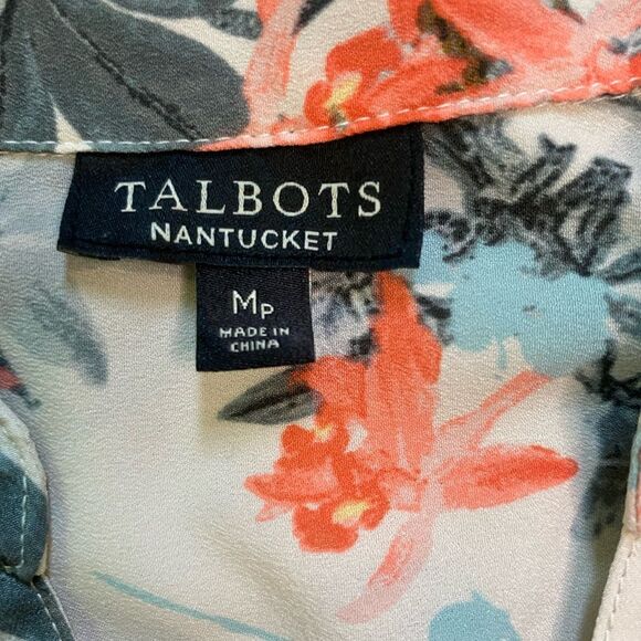 Talbots Petite Floral Nantucket Print Adjustable Sleeve Button Down Blouse - Picture 8 of 9